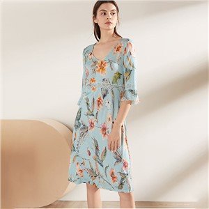 Ženski cvjetni print 100% svilena haljina za spavanje